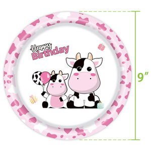 Ensemble de décoration de table pour fête d'anniversaire sur le thème de la vache rose, fournitures de pique-nique jetables pour enfants, occasion d'anniversaire de 5 à 7 ans - Product Image 3