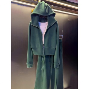 Chaqueta Deportiva de Alta Gama con Capucha para Mujer, Estilo Invernal, Holgada, de Color Sólido, que Rejuvenece, con Pantalones Anchos - Product Image 4