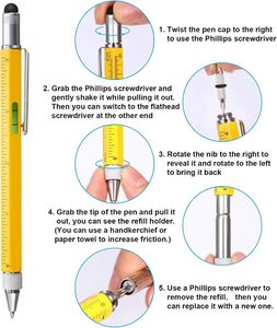 Nuevo Bolígrafo Multiherramienta 6 en 1 con Regla y Nivel, Bolígrafo Multifuncional de Metal, Gadget Genial para Hombres, Regalo - Product Image 4