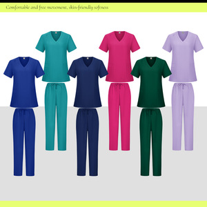 Men's Scrub Set Quick Dry Short Sleeve V Neck Two Piece Uniform Workwear Green - Product Image 5