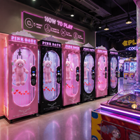 Pink Date Máquina de garras de lujo con neón LED, máquina recreativa de grúas de juguetes, gabinete de arcade operado con monedas, máquina expendedora de regalos para centro comercial