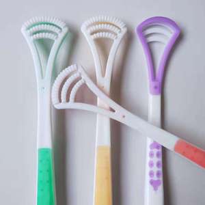 Pulitore per la lingua in plastica resistente, efficace rimuovi placca linguale con impugnatura ergonomica, ideale per l'igiene orale quotidiana - Product Image 5