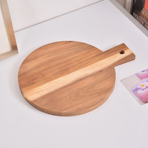 Tabla de Pizza Redonda de Madera de Acacia, Tabla de Cortar de Madera Maciza, Plato para Desayuno con Asa, Bandeja para Servir Filetes - Product Image 3