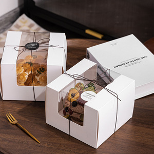 Boîtes d'emballage pour gâteaux blancs en gros, Saint-Valentin, mariage, mousse, pudding, grandes et petites boîtes à fenêtre pour la décoration <span class=keywords><strong>de</strong></span> gâteaux - Product Image 2