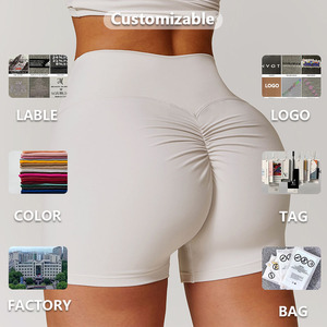 XW-CDK8518 all'ingrosso abbigliamento sportivo a vita alta Yoga Shorts Scrunch traspiranti essenziali per il Fitness <span class=keywords><strong>pantaloncini</strong></span> da donna da palestra sportivi personalizzati - Product Image 5