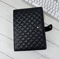 Vente en gros de luxe portable durable rechargeable 6 anneaux en cuir végétalien souple organisateur planificateur matelassé couverture de planificateur classeur personnalisé A5