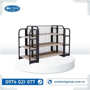 Étagères de supermarché en bois / rayonnages gondole en bois, rayonnage de supermarché léger, étagère rectangulaire grillagée, finition polie - Product Image 1