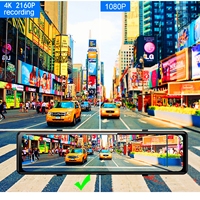 Rétroviseur 4K Caméra dashcam dvr 12 ''pouces avec caméra avant et arrière Capteur de stationnement 4K WIFI GPS à double objectif Vision nocturne