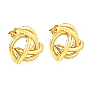 Trendy Stainless Steel Waterproof Geometric Twist Round Small <b>Knot</b> <b>Earring</b> Jewelry Hypoallergenic Stud <b>Earrings</b> for Women - Product Image 1
