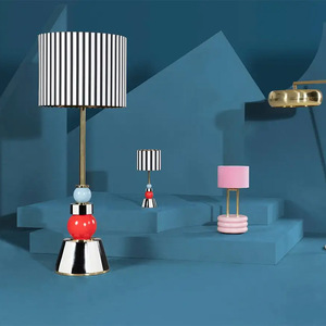 Isabel Black And White Striped Table <b>Lamp</b> Led Light E27 <b>Switch</b> Control Living Room Bedroom Decorative <b>Lamp</b> - Product Image 1