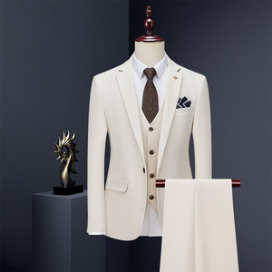 Set completo da <span class=keywords><strong>uomo</strong></span> in tre pezzi in stile coreano <span class=keywords><strong>Slim</strong></span>-<span class=keywords><strong>Fit</strong></span> <span class=keywords><strong>Blazer</strong></span> per abiti da cerimonia da <span class=keywords><strong>uomo</strong></span> - Product Image 1