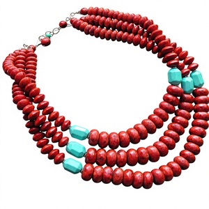 Collier fantaisie en résine acrylique plaqué or antique avec perles en pierre et accents de perles naturelles, bijoux unisexe pour femme - Product Image 4