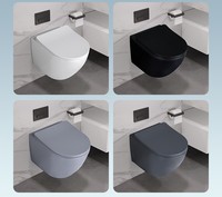 HONGDEC WC suspendu moderne monobloc avec réservoir encastré et siphon en P, système de toilette mural en céramique