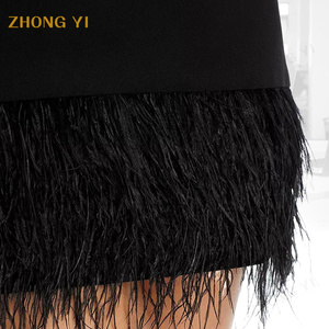 เดรส<span class=keywords><strong>สั้น</strong></span><span class=keywords><strong>สำหรับ</strong></span><span class=keywords><strong>ผู้หญิง</strong></span>ประดับขนนกผ้าฝ้ายสีดำคอลเลคชั่นแฟชั่นล่าสุดออกแบบได้ตามต้อง<span class=keywords><strong>การ</strong></span>ฤดูร้อน - Product Image 5