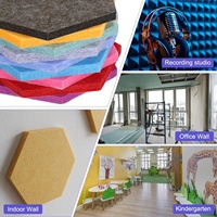 Paquet de 10 panneaux muraux insonorisés en fibre de polyester auto-adhésive panneau acoustique en feutre PET hexagonal avec 20 punaises pour bureau à domicile