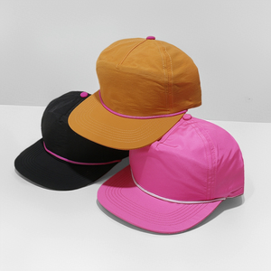 Casquette de baseball Snapback 5 panneaux à visière plate, non structurée, avec logo personnalisé OEM, broderie rétro, style 'Duck Rope', pour le camping et les activités de plein air, modèle 256 Sports - Product Image 3