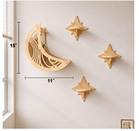 Étagères murales pour chat personnalisées en forme de lune et d'étoile, meubles pour chat en bois modernes, décoratifs, gain de place, perchoir flottant pour chat pour l'intérieur