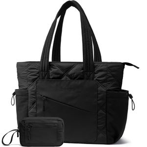 Sac à main de voyage, de sport et de shopping en nylon matelassé léger, grande capacité, résistant à l'eau, avec fermeture éclair, vente en gros - Product Image 5