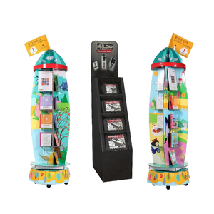 Soportes de exhibición de suelo de cartón corrugado modernos personalizados soporte de estante de papel reciclable para supermercado impreso forma única - Product Image 1