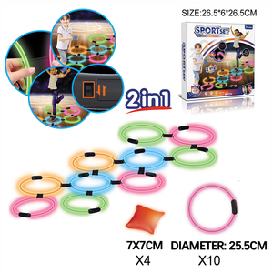 Jeu de <span class=keywords><strong>marelle</strong></span> lumineux LED pour enfants, 2 en 1, jeux d'extérieur avec 10 cerceaux et 4 sacs de haricots, jouets d'été pour la cour, la pelouse, le jardin - Product Image 4