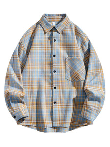 Camicia a Quadri a Maniche Lunghe da Uomo per l'Autunno, Stile Vintage e Comodo, Abbinabile in Vari Modi, Top Casual in Stile Giapponese, Capospalla Autunnale per Uomo - Product Image 4