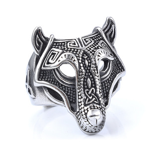 Bague Loup Personnalisée de Style Vintage Européen et Américain, avec Symboles de <span class=keywords><strong>la</strong></span> Mythologie Grecque et <span class=keywords><strong>des</strong></span> Légendes Viking - Product Image 6
