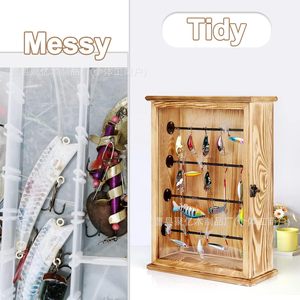 Wooden Bait Storage Box 5 Layers Flip Top <b>Desk</b> <b>Wall</b> Mount Fishing Tackle Organizer - Product Image 2