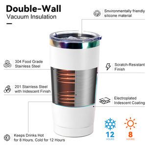 Termo de acero inoxidable con logo personalizado, recubrimiento en polvo, taza de café de viaje con tapa, termo de doble capa - Product Image 2