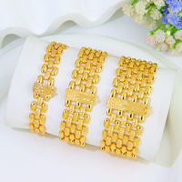 Pulsera de Oro Simple para Mujer, Chapada en Oro de 24k, Elegante Brazalete, Joyería Clásica Brasileña para Bodas y Fiestas