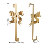 D&D YH26024 Couronne de Noël en fer doré avec crochet de porte, décoration suspendue pour porte d'entrée, décorations de fête pour la maison, sans installation