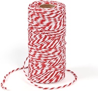 OKAY Vente en gros de ficelle de coton rouge et blanche de 2 mm, certifiée SGS, à 3 brins torsadés, écologique, cordon en macramé pour vêtements et textiles de maison