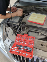 Juego Explosivo de 46 Piezas de Llaves Combinadas, Juego de Llaves de Trinquete para Reparación de Motocicletas y Hogar, Caja de Herramientas Combinada