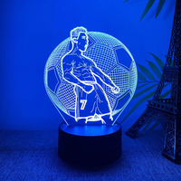 Lampe de table LED 3D personnalisable sur le thème du football, commande tactile/sensorielle, lumières changeantes de couleur, rechargeable par USB, acrylique+ABS