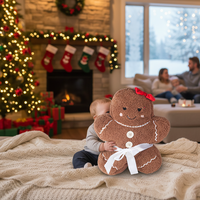 Peluche de Noël Mignonne en Forme d'Homme en Pain d'Épices, Poupée en Peluche Kawaii, Coussin Décoratif, Cadeau d'Anniversaire en Peluche, Cadeau de Noël
