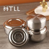 Bol à mélanger de soupe de riz en acier inoxydable à double paroi de style coréen couvercle de boîte à lunch anti-brûlure bol de service de cuisine domestique