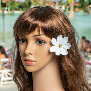 Hawaïen Tropical <span class=keywords><strong>Artificielle</strong></span> 8CM EVA Partie Blanc Mousse <span class=keywords><strong>Tiaré</strong></span> <span class=keywords><strong>Fleur</strong></span> w Pointe Jaune Oreille Pick Accessoires <span class=keywords><strong>De</strong></span> Cheveux <span class=keywords><strong>De</strong></span> Mariage - Product Image 5