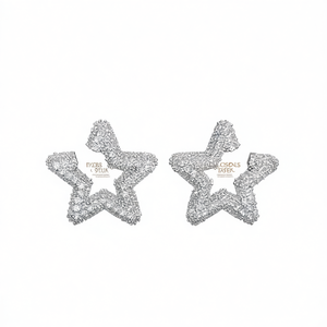 Pendientes Taske Star Stud de Plata 925 con Cristal y Engaste de Bisel, Color Blanco Champán, para Mujer, de Lujo, para Uso Diario, E3398 - Product Image 1