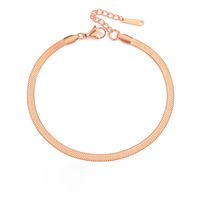 Tobillera de Cadena de Serpiente Plana de Acero Inoxidable con Oro de 14k, Tobillera Simple para Mujer, Accesorios de Joyería