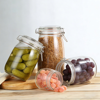 Frascos de Vidrio Herméticos con Tapa de Acero Inoxidable, 500 ml, 750 ml, 1000 ml, 1500 ml, 2000 ml, 3000 ml, Botellas y Frascos de Almacenamiento