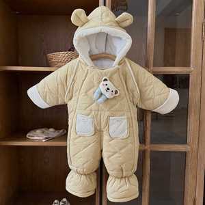 ชุดรอมเปอร์ขนแกะมีฮู้ดสำหรับเด็กทารกเด็กผู้หญิงเด็กผู้ชายชุดหมีสำหรับฤดูหนาว - Product Image 1