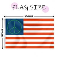 Drapeau de la Paix des États-Unis 3x5 pieds, couleurs vives, œillets en laiton, bannière en polyester 100D, fanion décoratif pour l'éducation, impression numérique