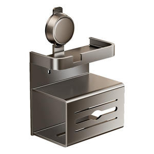 Porte-papier toilette mural minimaliste gris anthracite en ABS et aluminium spatial, sans perçage, design rectangulaire - Product Image 1