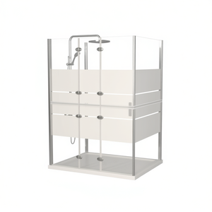 Mampara de Ducha Plegable de 47.2x55.1 Pulgadas con Marco, Diseño Rectangular Minimalista para Espacios Pequeños, Cabina de Ducha Compacta - Product Image 1