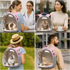 Mochila para Mascotas Pequeñas con Forma de Cápsula Espacial, Ventana Transparente, Malla Transpirable y Tapete Extraíble para Viajes al Aire Libre - Product Image 4