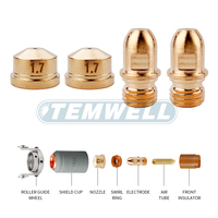Ensemble d'électrode en cuivre TEMWELL A141 PR0101 et de buse PD0101 1,7 mm pour torche de découpe plasma Trafimet 140A