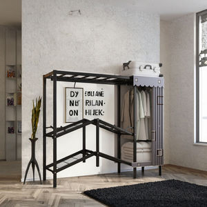 Armoire Pliante Moderne en Métal avec Rideaux Anti-Poussière Coulissants pour Chambre à Coucher, Hôtel, Petit Appartement, Enfants - Product Image 3