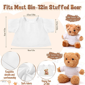 8744 Peluches Suaves para Sublimación DIY, Ositos de Peluche Pequeños con Camisetas Lisas para Personalizar, Muñecos Abrazables para Regalos Infantiles - Product Image 2