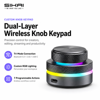 SIKAI 无线双层可编程宏旋钮 RGB 铝制 BT USB-C 旋转控制器，用于视频编辑、音频设计、编码
