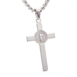Stainless Steel <b>Cross</b> Pendant Necklace Unisex Fashion Jewelry Gift For Men Women Students Couples Hip Hop Style - Product Image 1