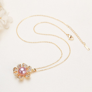 Collar con Colgante de Perla Edison Morada de Agua Dulce de 9mm, sin Defectos, para Mujer, Joyería de Cristal, Venta al Por Mayor, Wenchi, China - Product Image 4